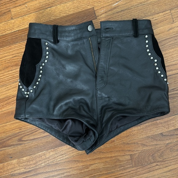 Understated Leather Studded Combo Shorts - Picture 2 of 4